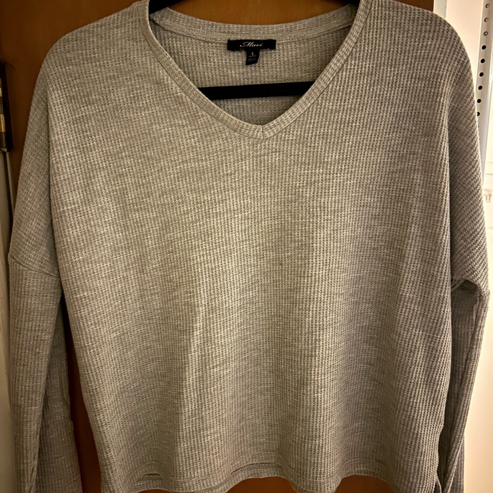 Waffle Grey Long Sleeve Top - Mavi Small